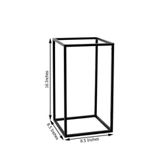 2-Pack Wedding Flower Stand Matte Black Metal Geometric Column Frame Rectangular - Versatile Floral Pedestal for Sophisticated Arrangements 16"