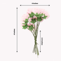 48 Roses 1" Pink Real Touch Artificial DIY Foam Rose Flowers With Stem, Craft Rose Buds