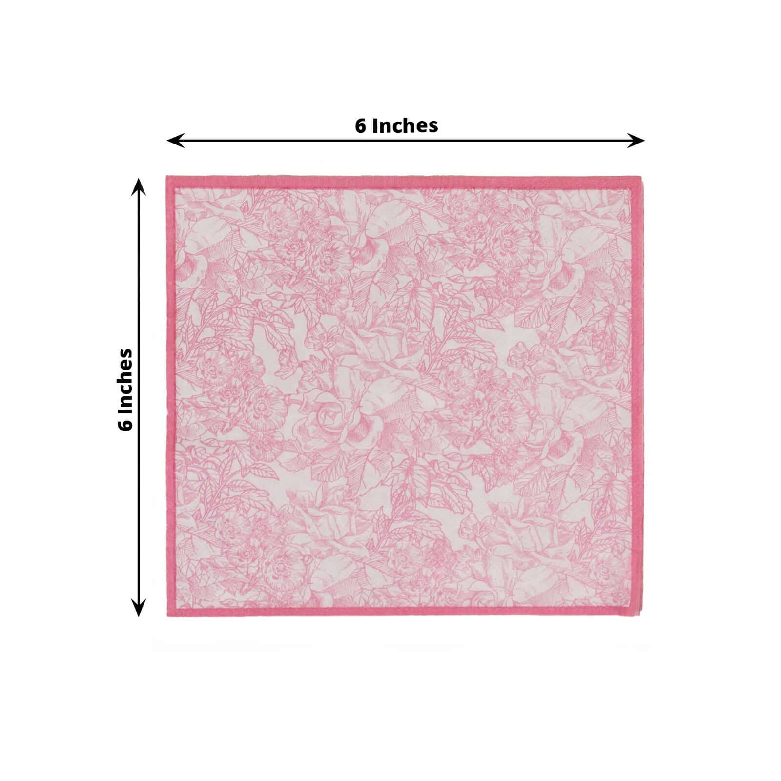 25-Pack Paper Cocktail Napkins with French Toile Print White/Pink - Highly Absorbent 2 Ply Disposable Napkins 6.25"x6.25"