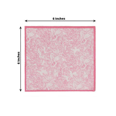 25-Pack Paper Cocktail Napkins with French Toile Print White/Pink - Highly Absorbent 2 Ply Disposable Napkins 6.25"x6.25"