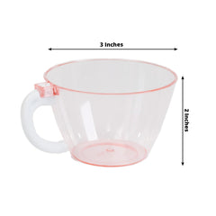 25-Pack Disposable Plastic Coffee Cups with Handles - 6oz Transparent Blush Hard Tea Mugs for Hot Beverages