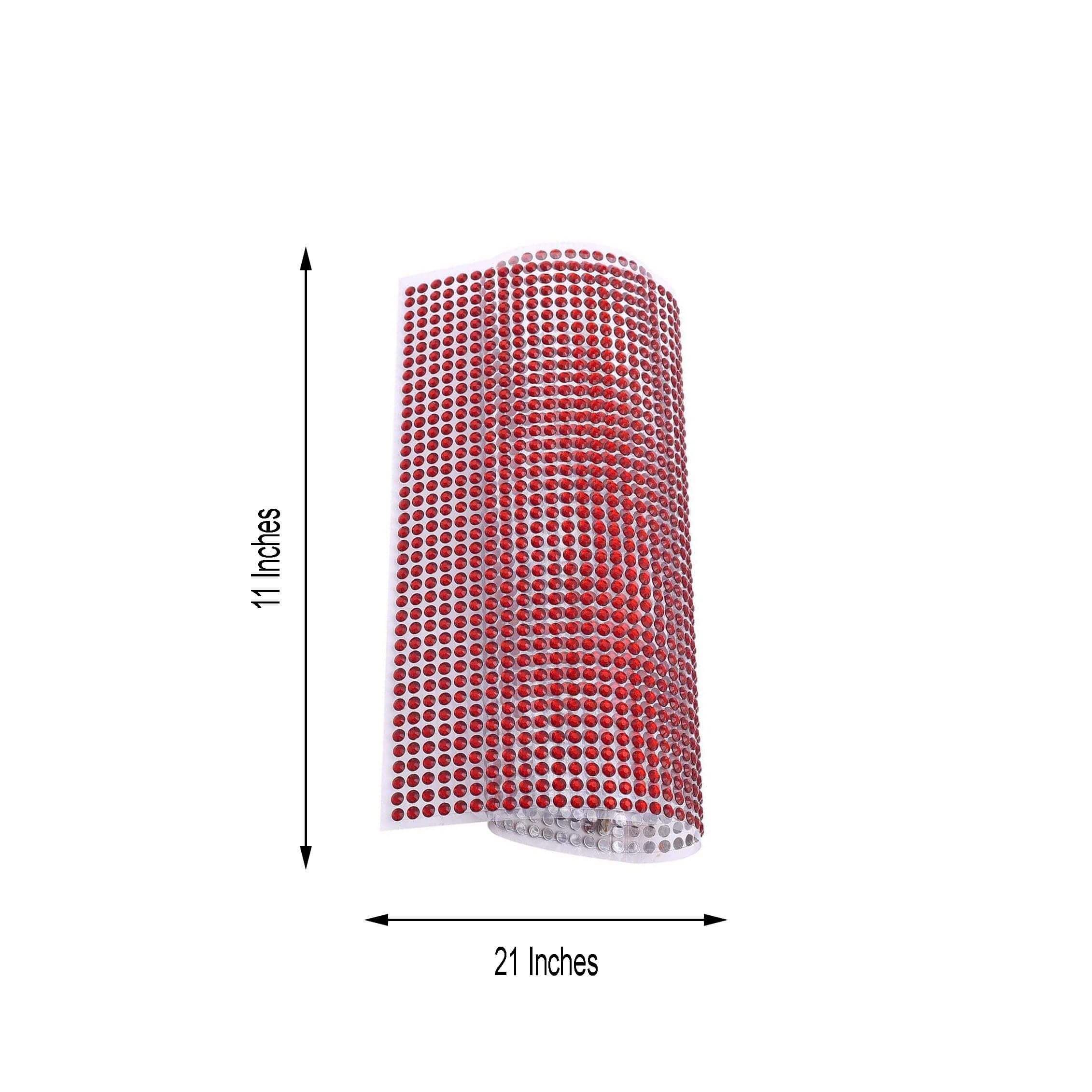 21”x11" Red Self Adhesive Rhinestone Diamond Sticker Wrap Sheets, DIY Craft Gem Stickers