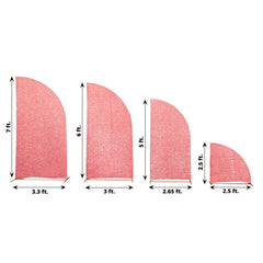 Set of 4 Rose Gold Chiara Wedding Arch Covers Shimmer Tinsel Finish, Fitted Covers For Half Moon Backdrop Stands - 2.5ft, 5ft, 6ft, 7ft