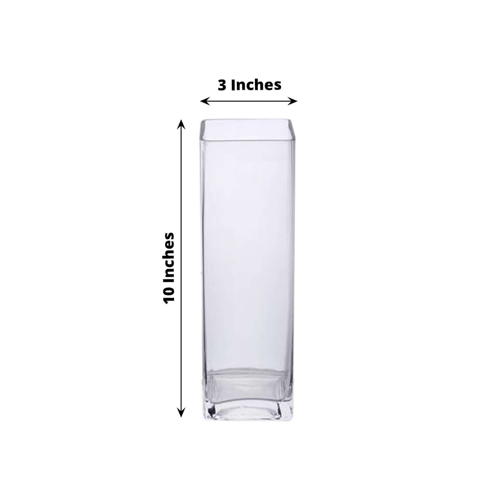 12-Pack Glass Cylinder Vases Square Clear - Durable Heavy Duty Floral Centerpieces for Weddings 10"