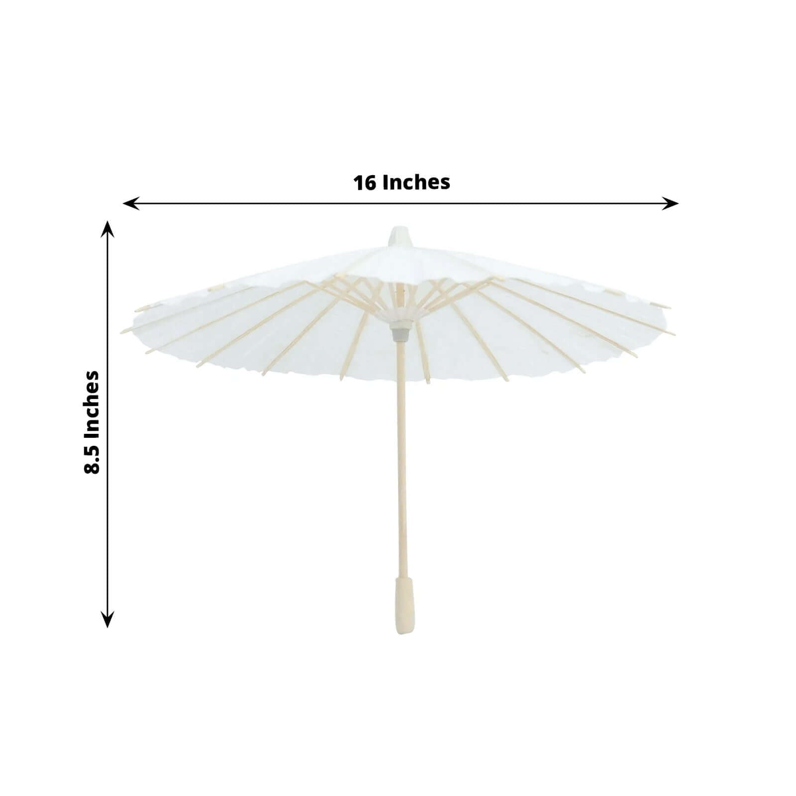 4-Pack Paper and Bamboo Parasol Umbrellas White - Decorative Centerpieces and Bridal Shower Photo Props 16"