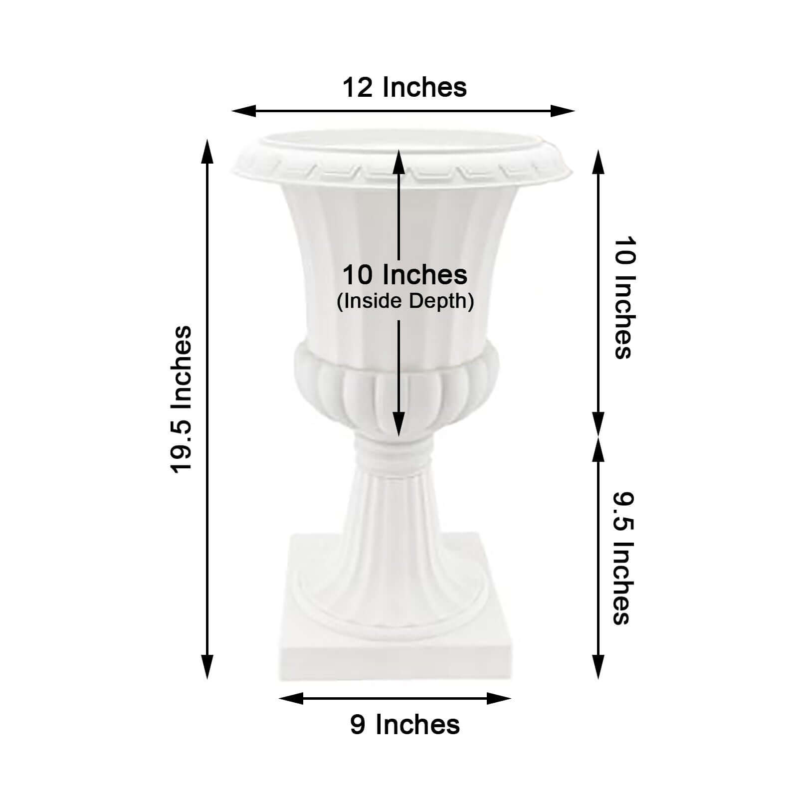 2 Pack 20" White Urn Planter, Floral Pedestal Flower Pot Plant Stand - PVC