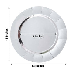 10-Pack Disposable Round Charger Plates in Silver with Leathery Texture - Durable 1100GSM Cardboard Placemats 13"