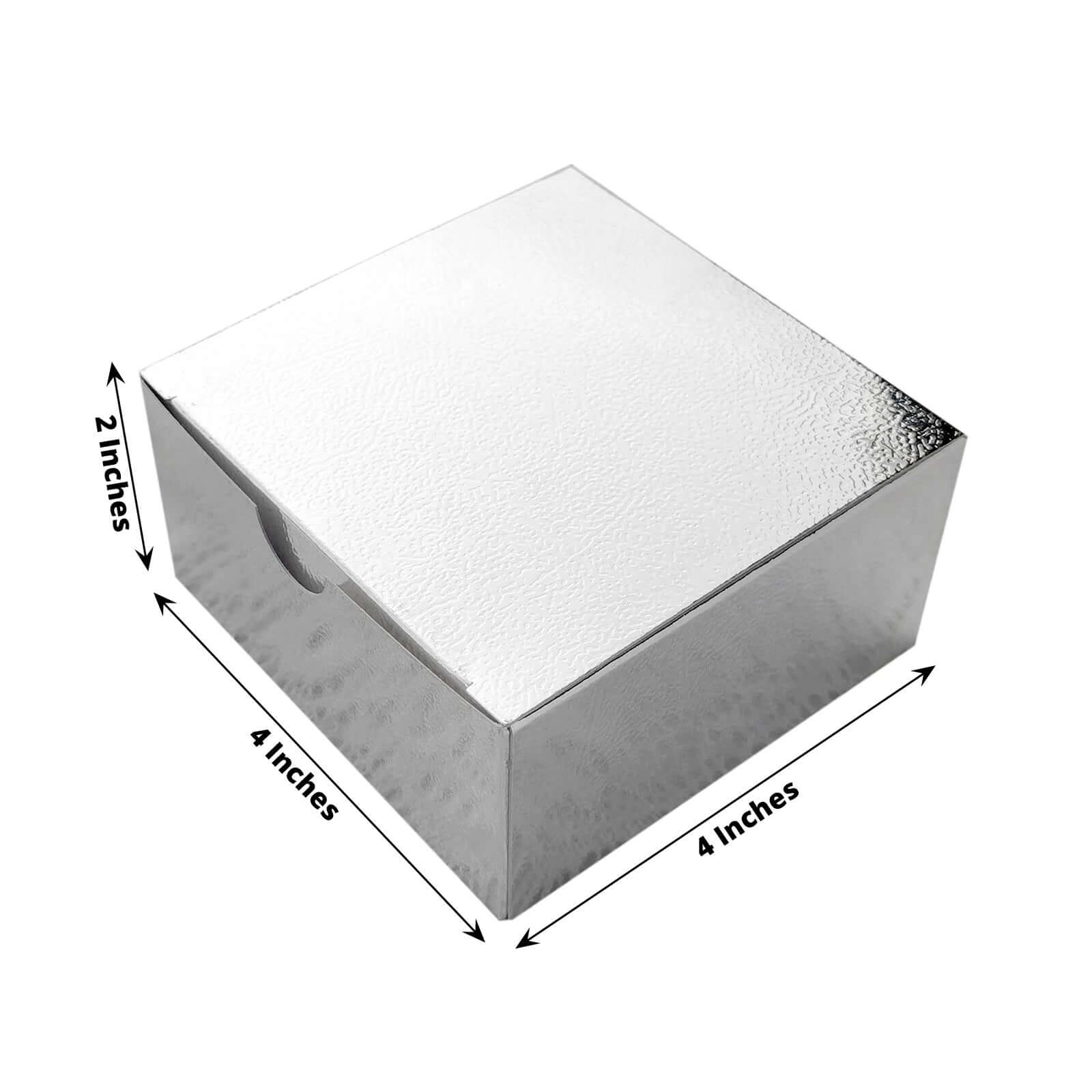 100 Pack 4"x4"x2" Silver Cake Cupcake Party Favor Gift Boxes, DIY