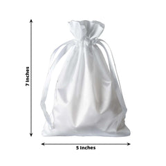12 Pack 5"x7" White Satin Drawstring Wedding Party Favor Gift Bags
