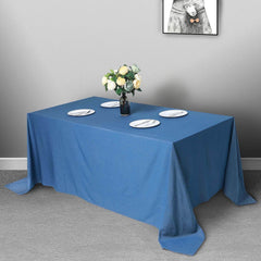 Polyester 90"x132" Rectangle Tablecloth Dark Blue - Seamless Faux Denim Design for Classy Celebrations