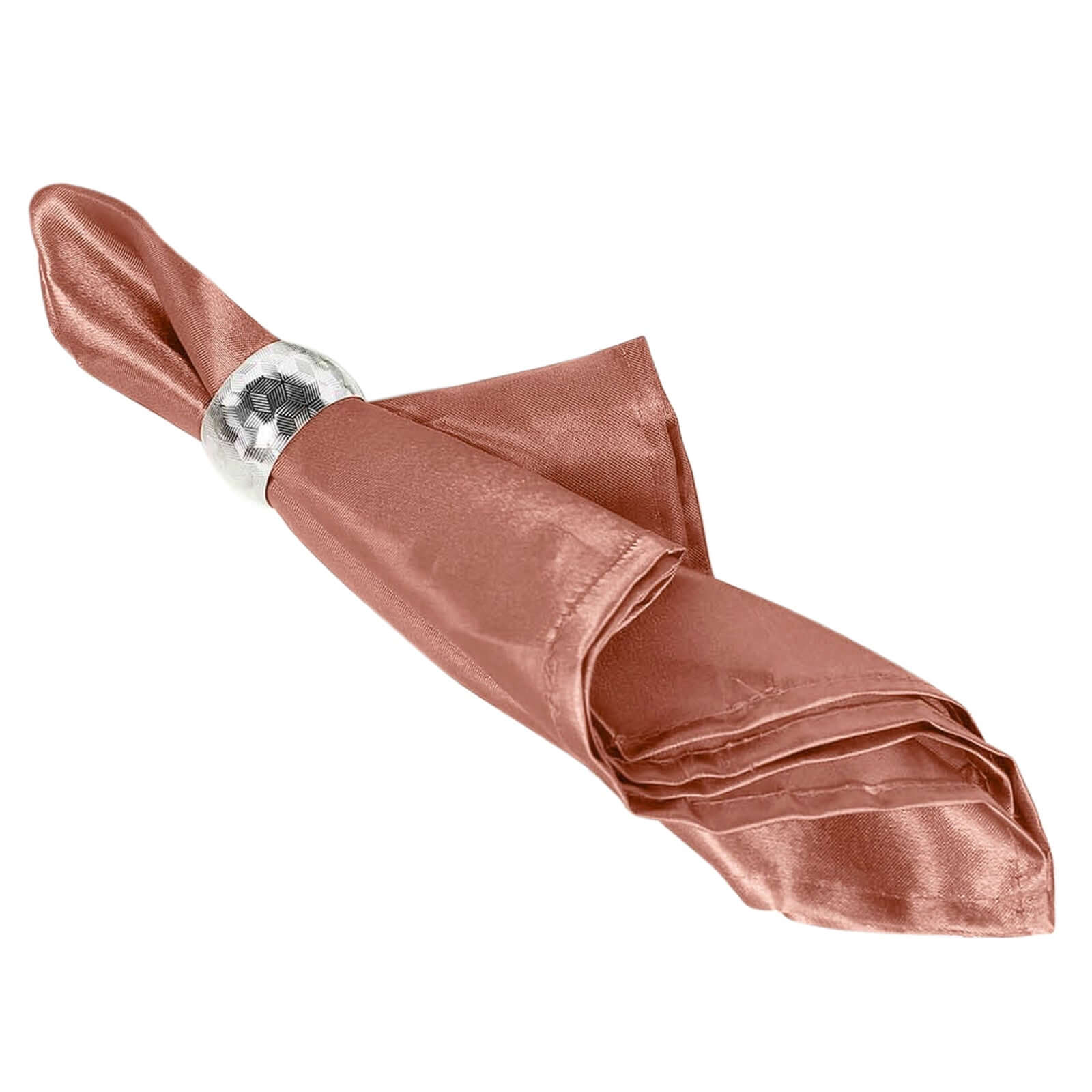5 Pack Satin 20"x20" Napkins Terracotta (Rust) - Luxurious Shine & Smooth Dinner Napkins