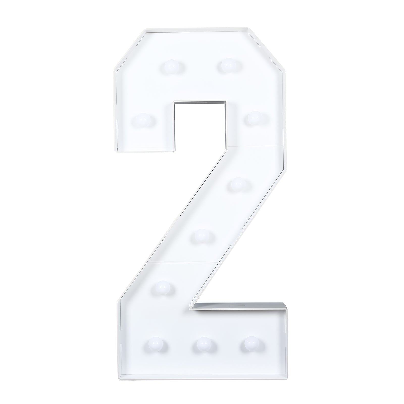 Giant LED Marquee Light Up Number "2", White 4ft Pre-Cut Foam Board with 10 Warm White Battery Operated LEDs, Glue Gun and Sticks
