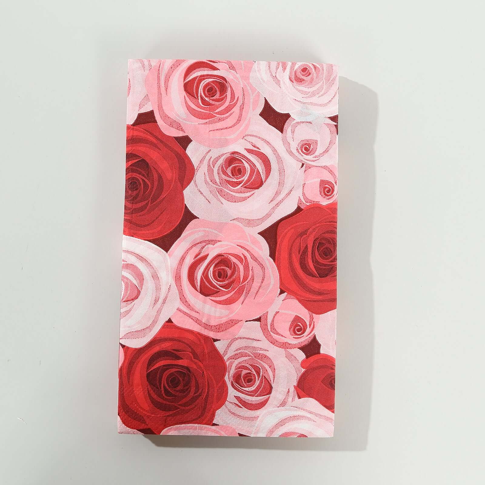 50-Pack Paper Dinner Napkins with Rose Floral Print Red/Pink 2 Ply - Stylish Boho Napkins for Events