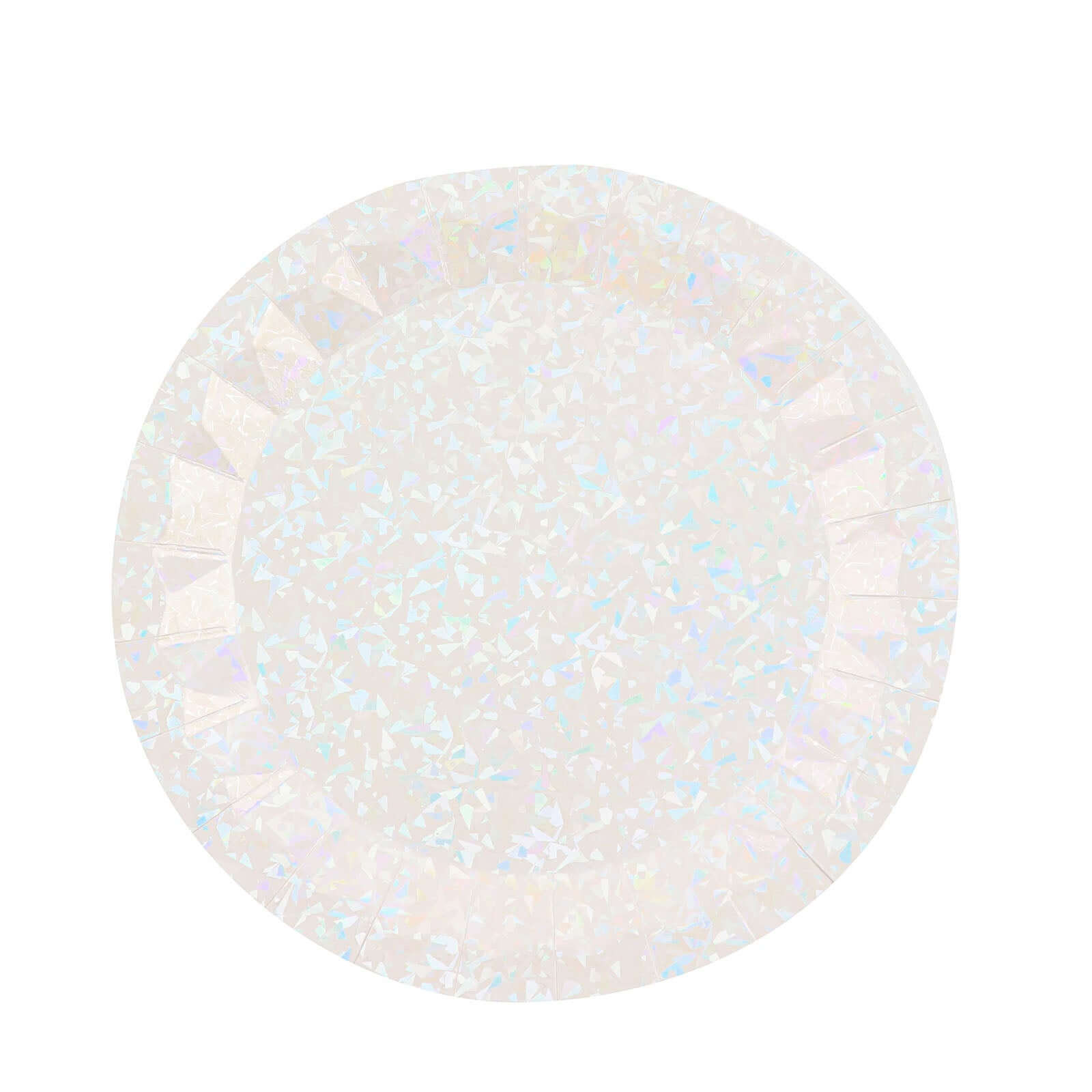 25-Pack Paper 12" Round Charger Plates in Iridescent with Geometric Prism Design - Disposable 400GSM Serving Trays