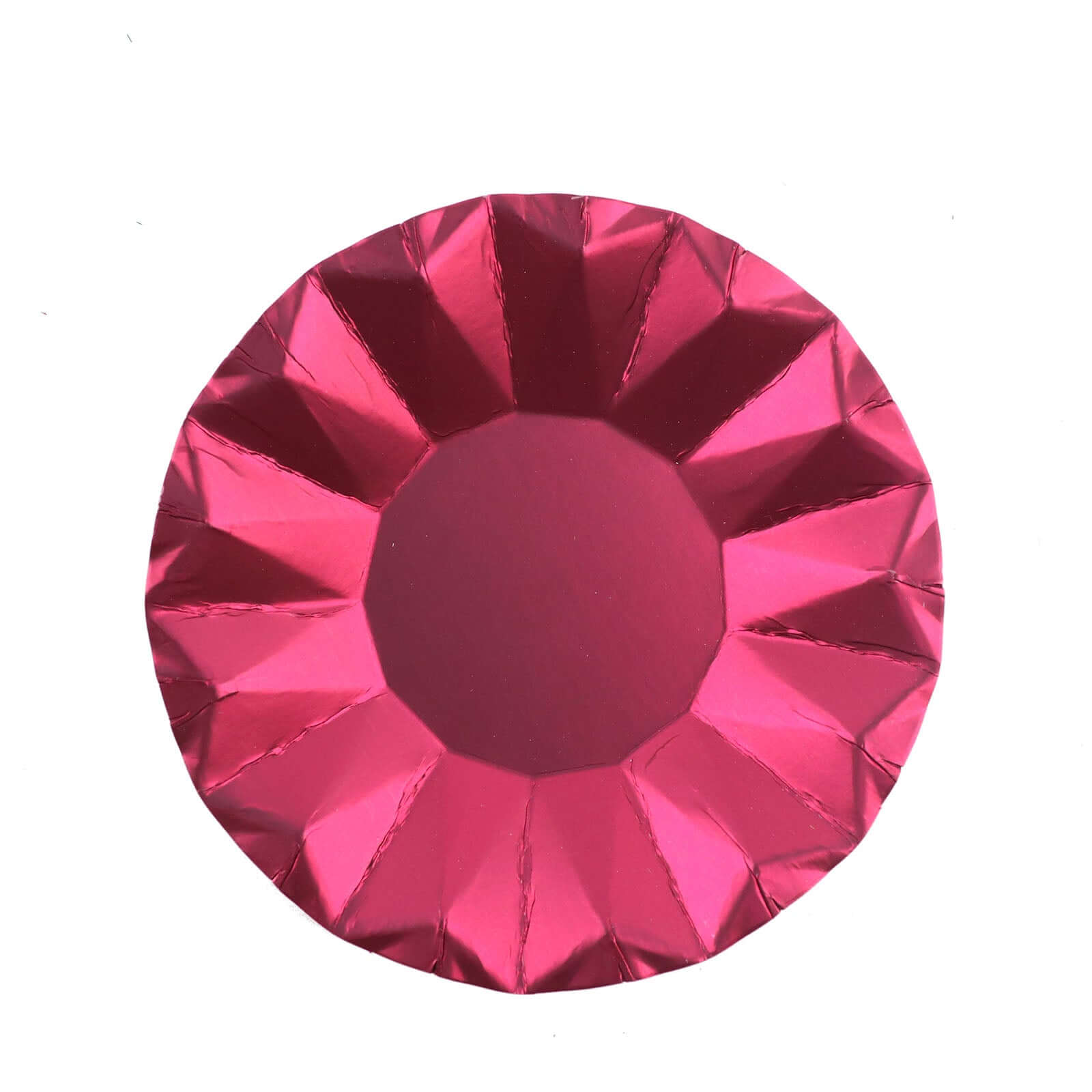 25-Pack Paper 7" Round Dessert Plates in Burgundy with Geometric Prism Rim - Disposable 400GSM Appetizer Salad Plates