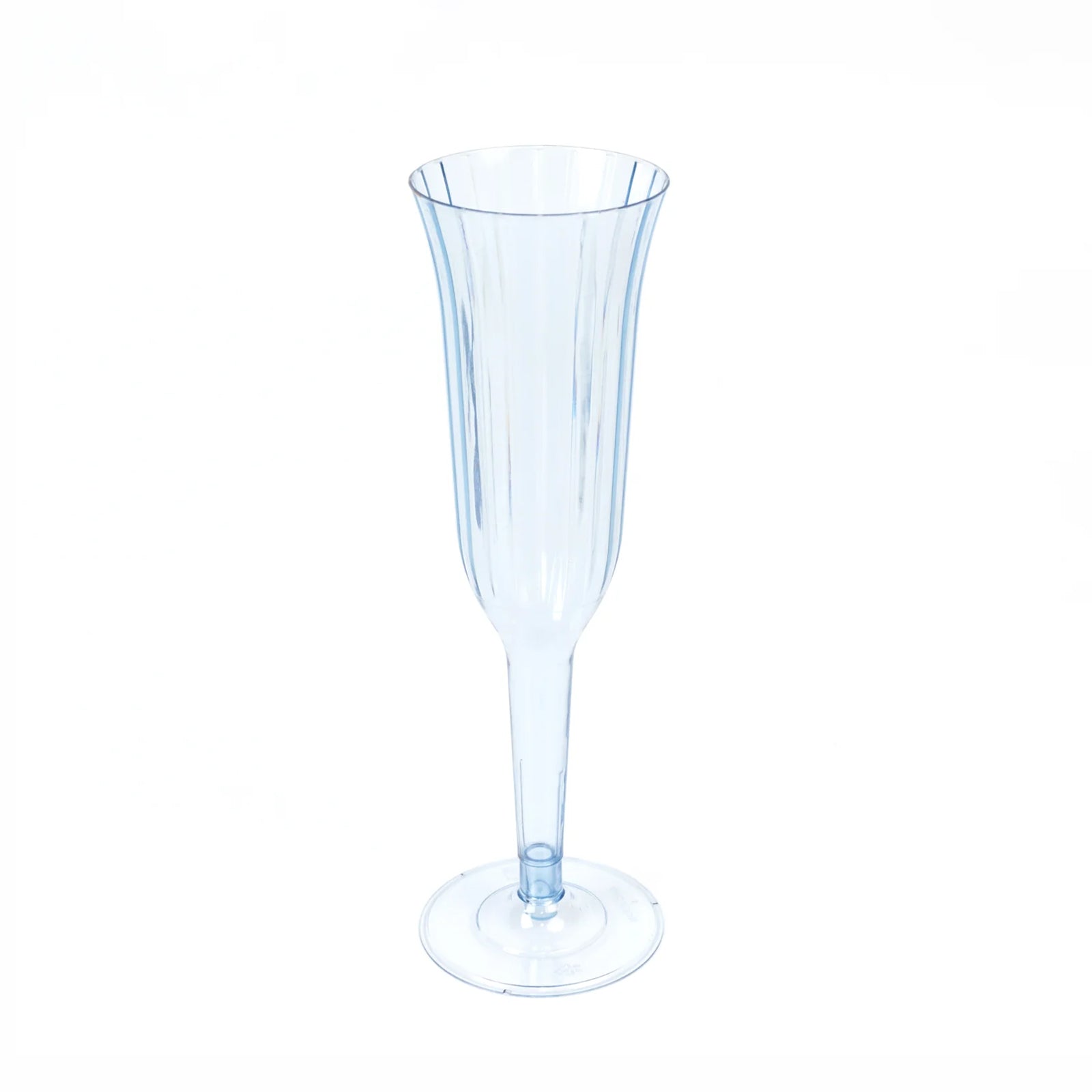 24-Pack Plastic Champagne Flutes Transparent Dusty Blue Flared Design - Lightweight Disposable Toasting Glasses 6oz