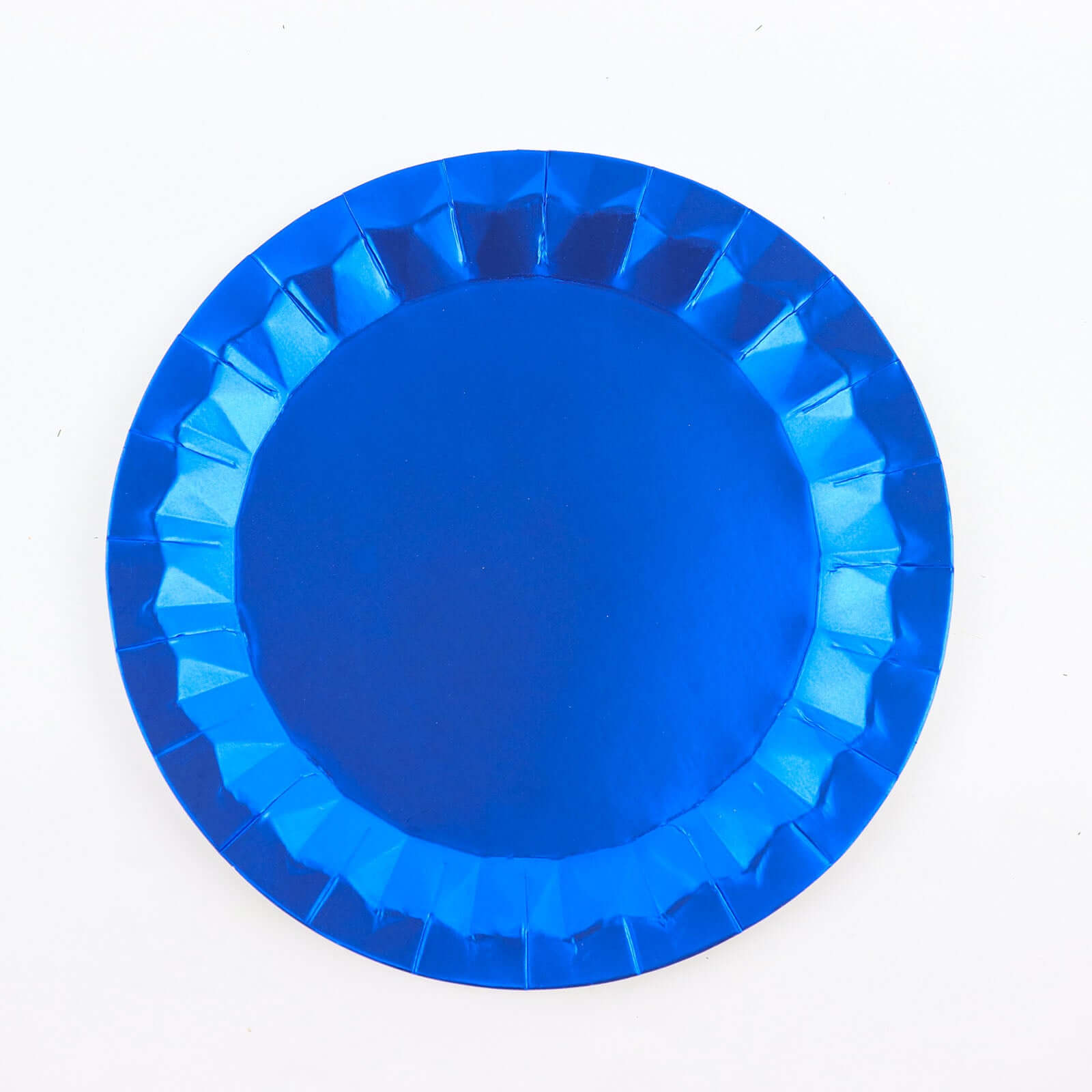 25-Pack Paper 9" Round Dinner Plates in Royal Blue with Geometric Prism Rim - Disposable 400GSM Party Plates