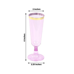 12-Pack Plastic Champagne Flutes Transparent Purple with Gold Rim - Stylish Disposable Cocktail Glasses for Parties 5oz 6"