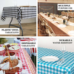 5-Pack Plastic Table Covers Pink Checkered Rectangle - Durable PVC Disposable Covers for Events 54"x108"