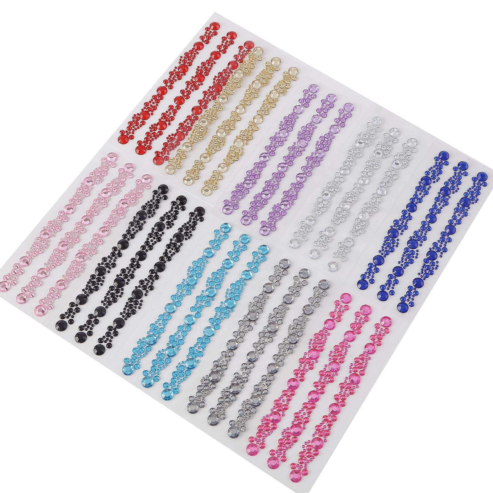 3 Pack Red Heptagon Self Adhesive Rhinestone Gem Craft Stickers