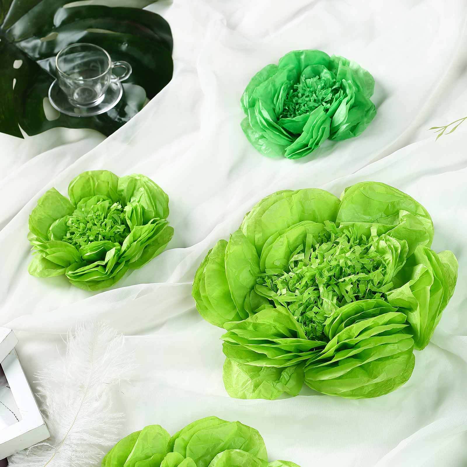 Set of 6 Mint Apple Green Peony 3D Paper Flowers Wall Decor - 7",9",11"