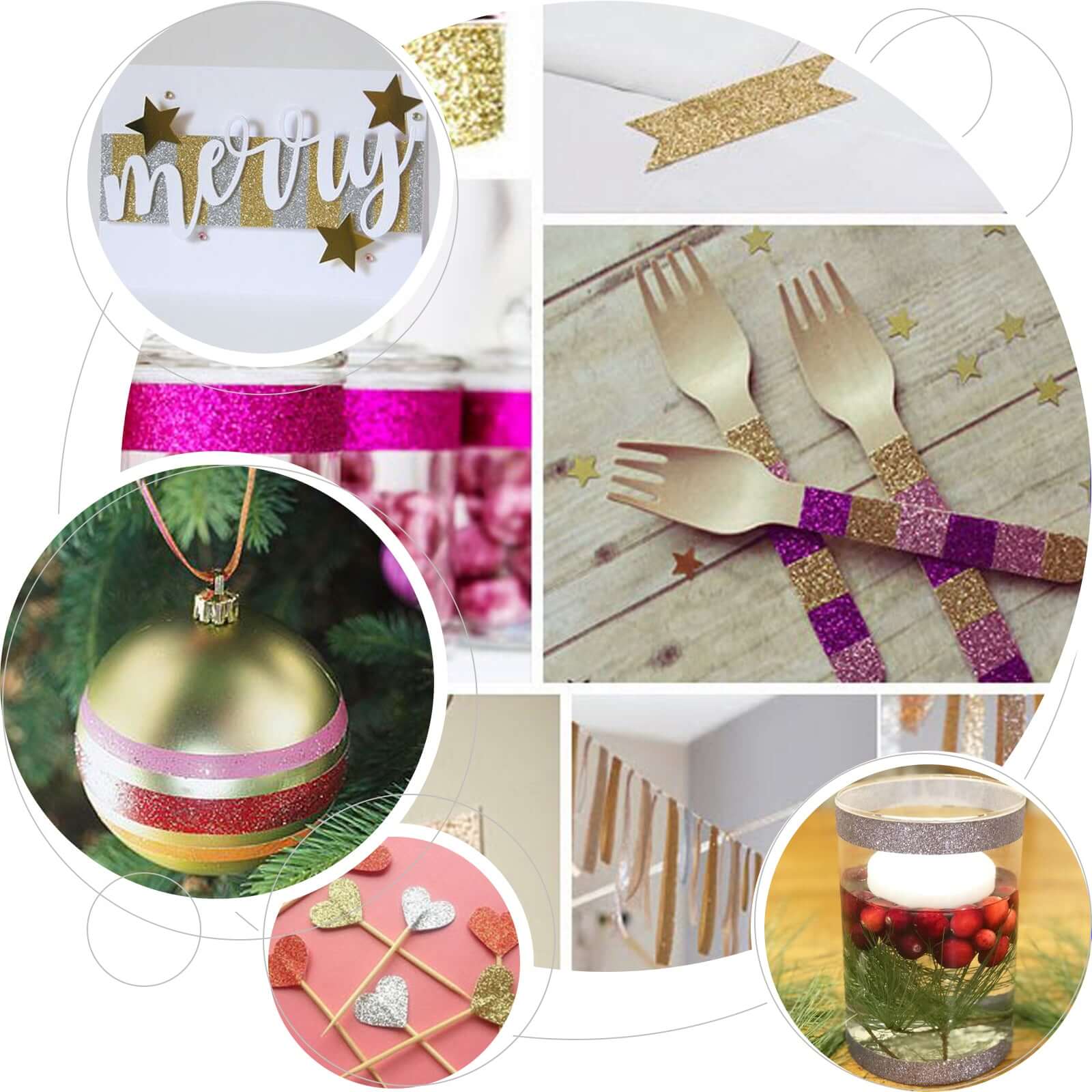 5 Pack 0.5"x5 Yards Charcoal Gray Washi DIY Craft Glitter Tape