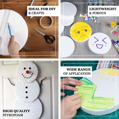 36 Pack 4" White StyroFoam Disc, DIY Polystyrene Foam Craft Supplies