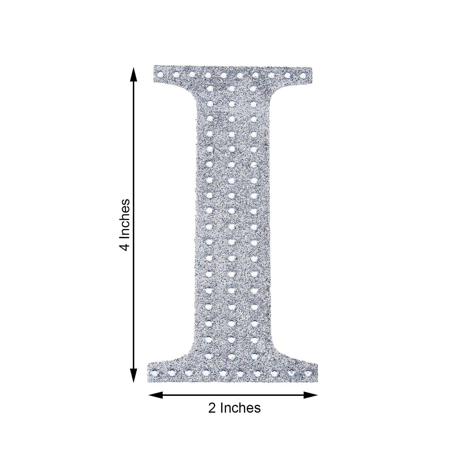 Decorative Rhinestone Alphabet "I" Letter Stickers, Glitter Adhesive Craft Letters Silver DIY Sparkle Embellishments 4"