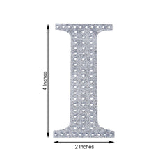 Decorative Rhinestone Alphabet "I" Letter Stickers, Glitter Adhesive Craft Letters Silver DIY Sparkle Embellishments 4"
