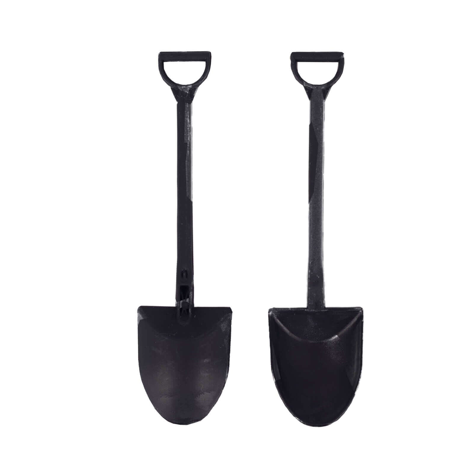 100-Pack Plastic Dessert Spoons with Mini Shovel Design Black - Disposable Ice Cream Spoons 4.5"