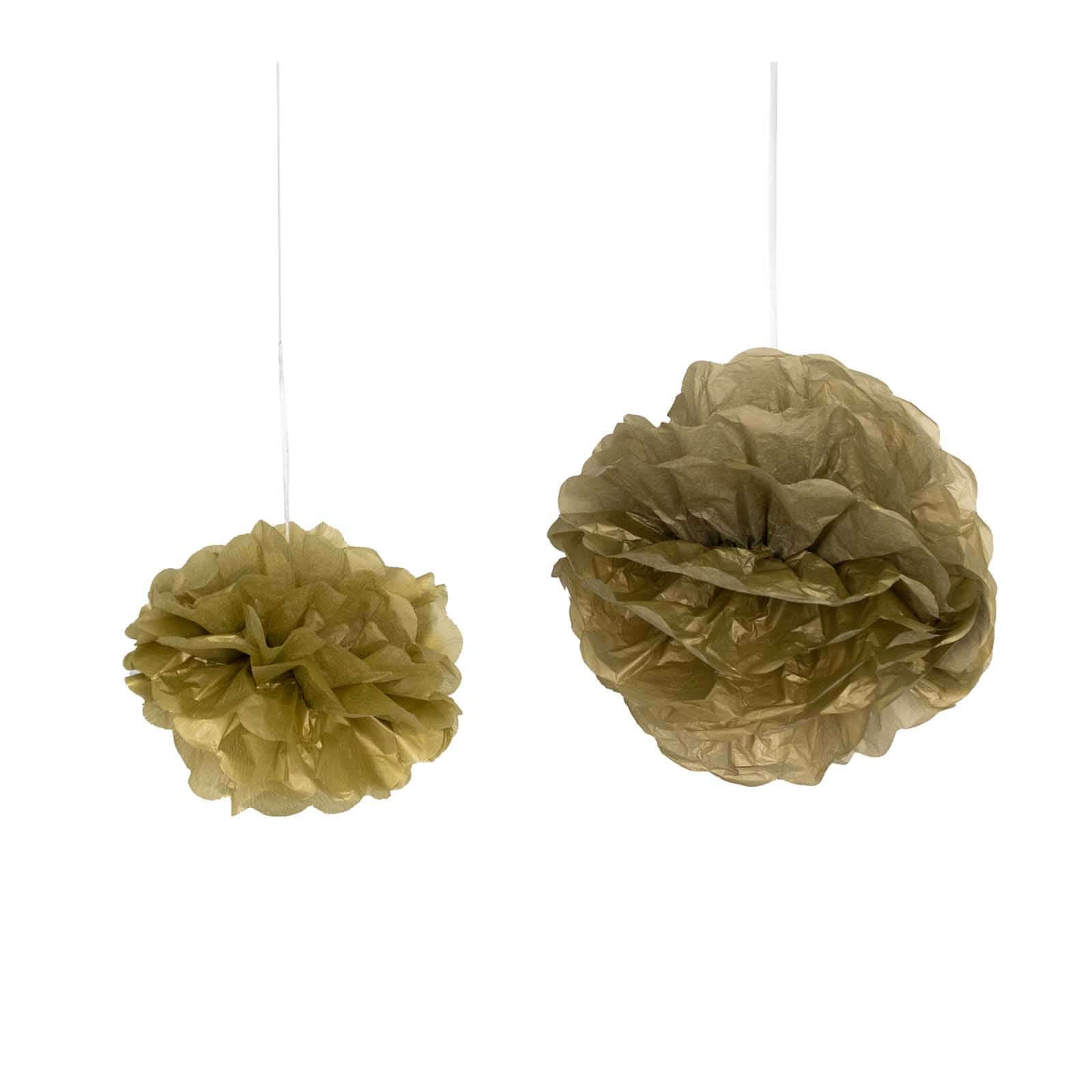 6 Pack 6" Gold Tissue Paper Pom Poms Flower Balls, Ceiling Wall Hanging Decorations