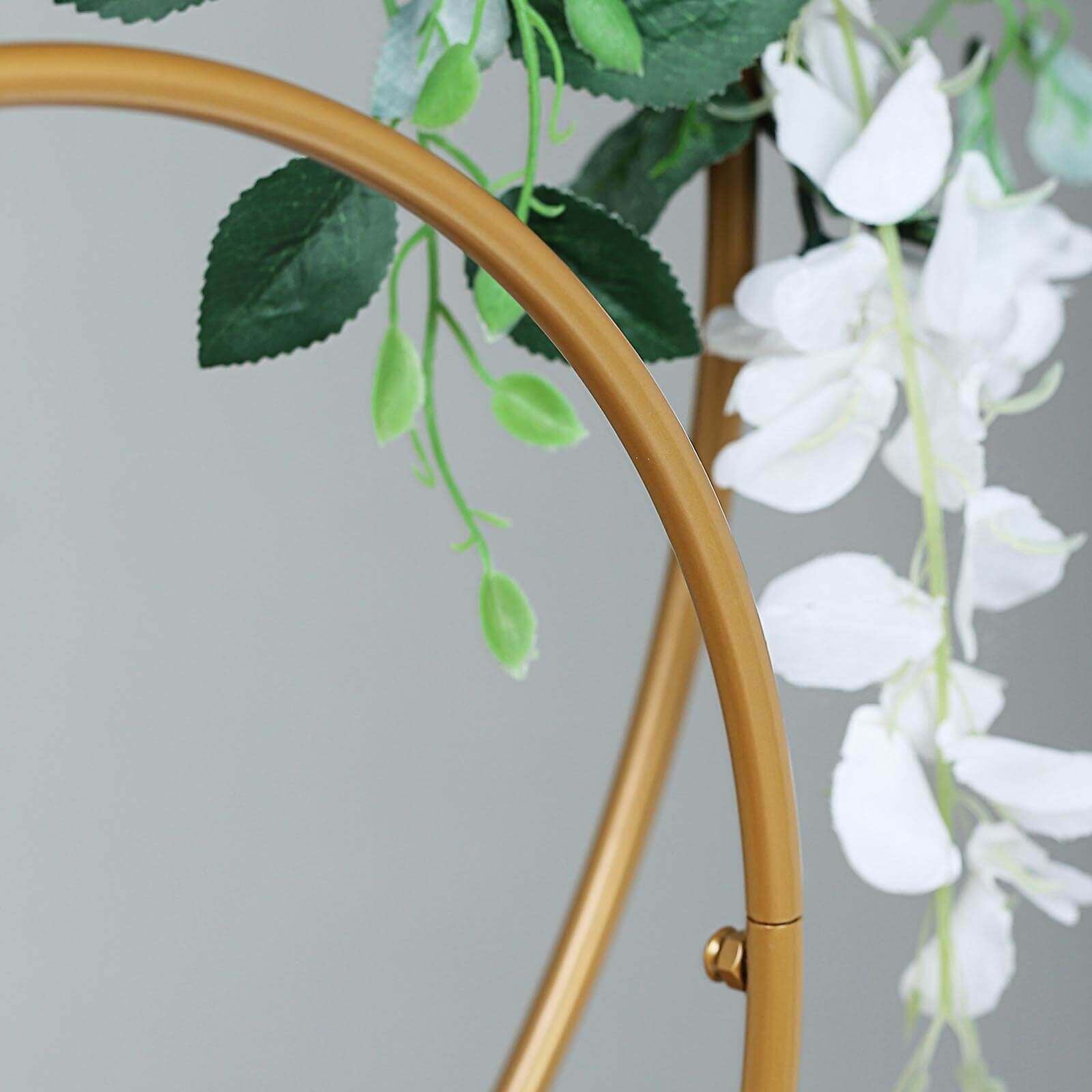 Double Hoop Flower Stand Metal Gold - Wedding Table Centerpiece for Receptions 24" & 16"