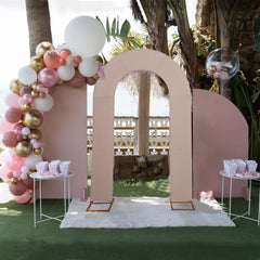 8ft Nude Spandex Fitted Open Arch Wedding Arch Cover, Double-Sided U-Shaped Backdrop Slipcover