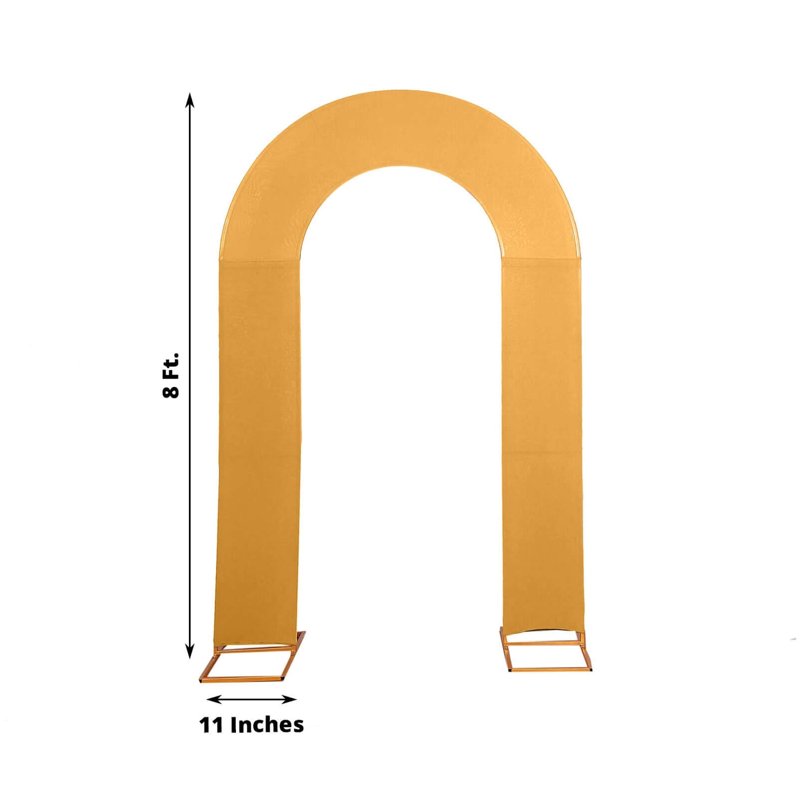 8ft Gold Spandex Fitted Open Arch Wedding Arch Cover, Double-Sided U-Shaped Backdrop Slipcover
