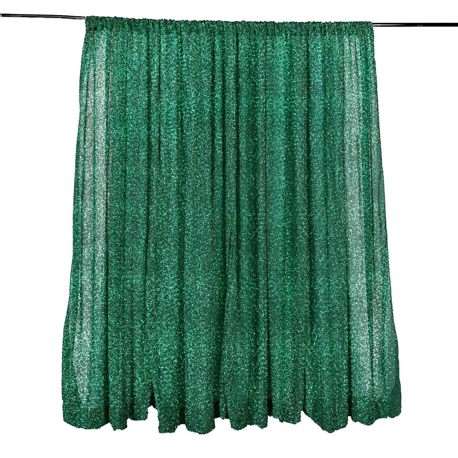 20ftx10ft Hunter Emerald Green Metallic Shimmer Tinsel Event Curtain Drapes, Backdrop Event Panel