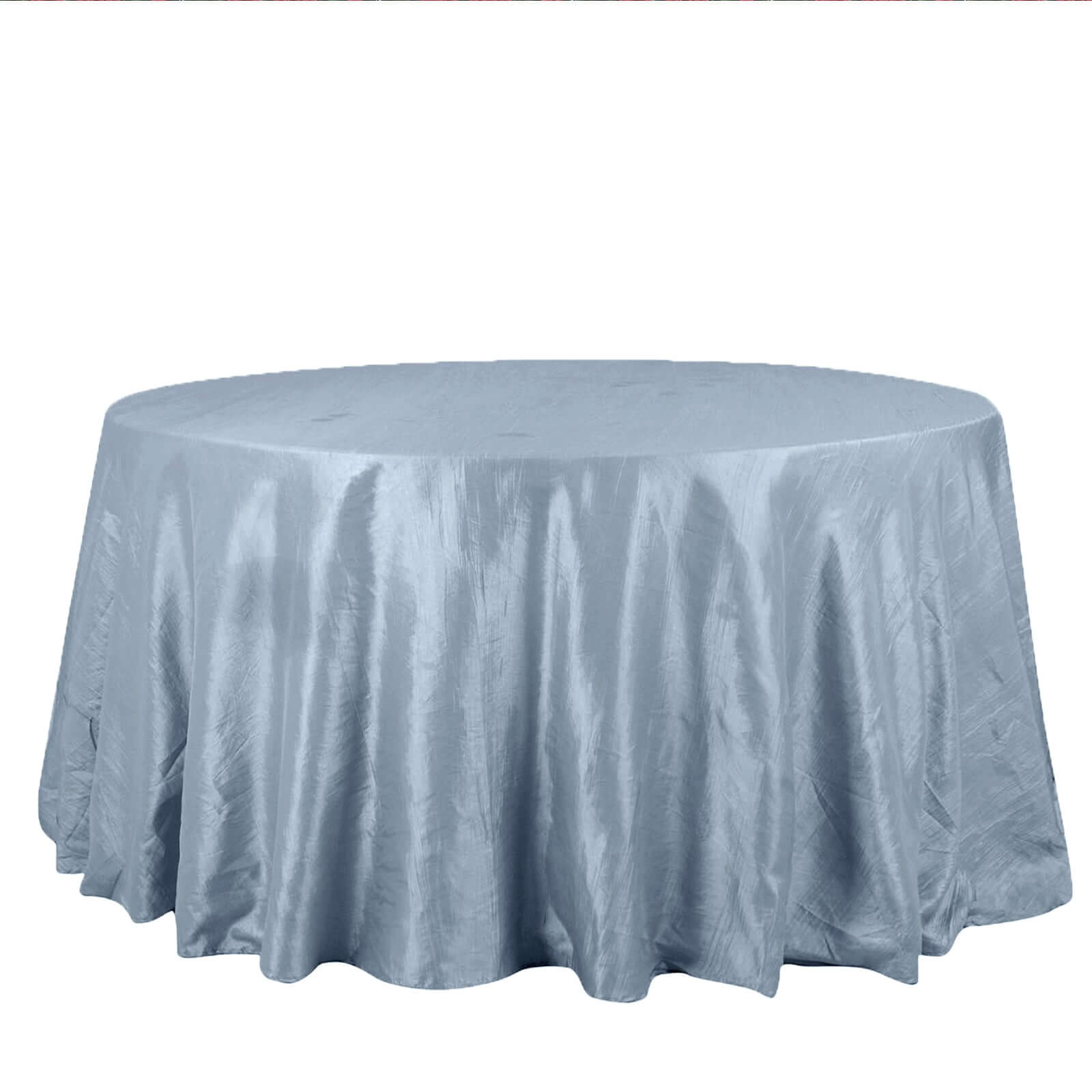 Taffeta 132" Round Tablecloth Dusty Blue - Seamless Accordion Crinkle Table Cover