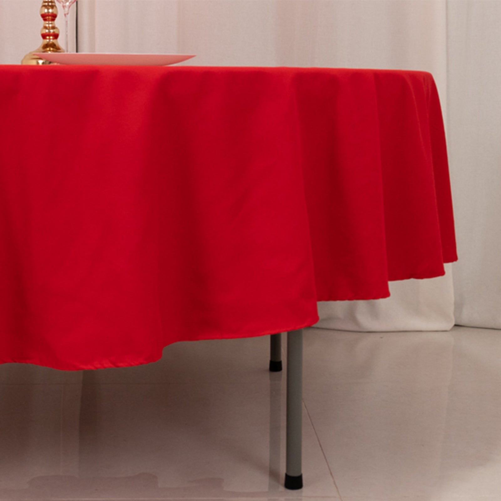 Cotton Blend 90" Round Tablecloth Red - Wrinkle-Resistant Table Cover
