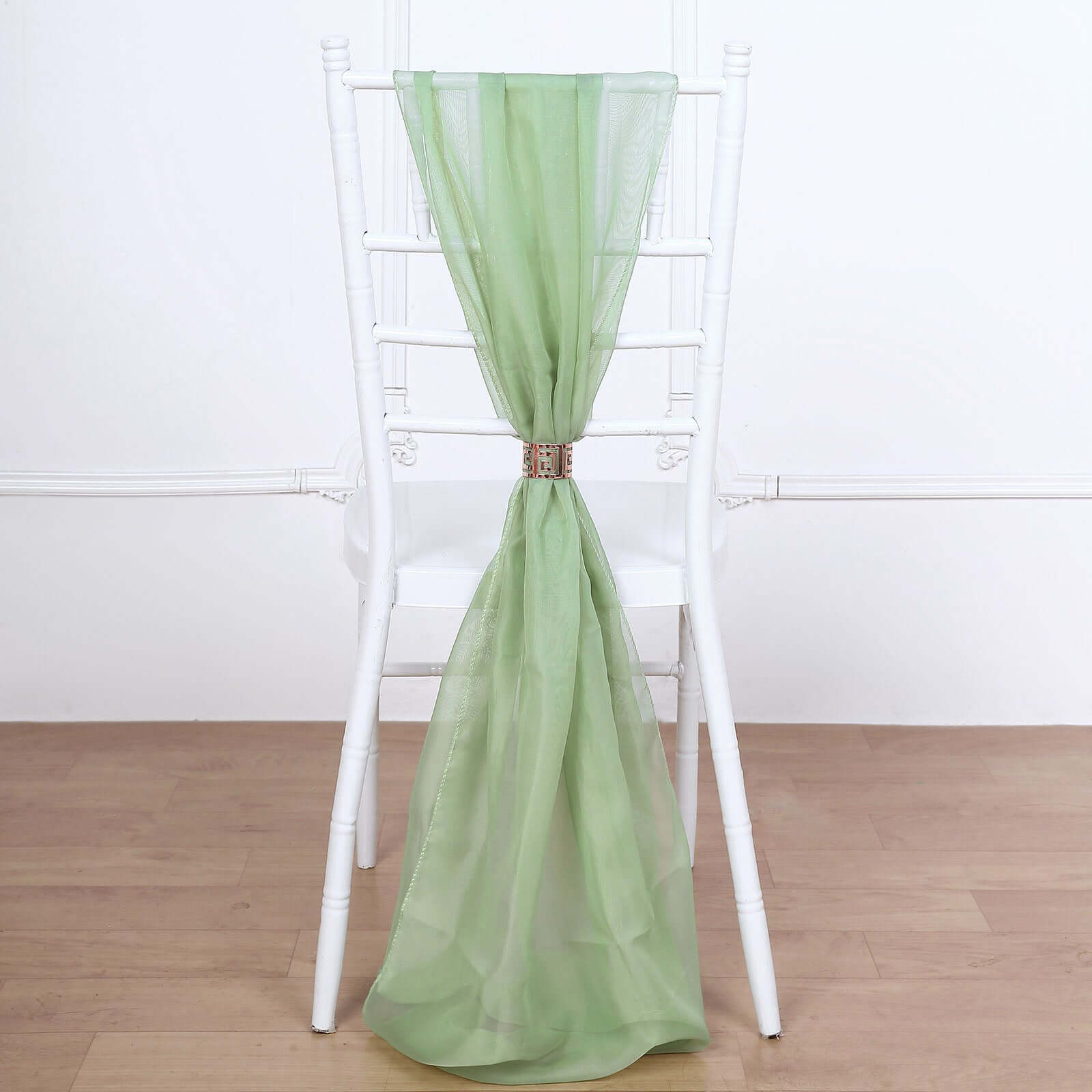 5 Pack Chiffon Chair Sashes Sage Green - Soft & Lightweight Designer Chair Bows 22"x78"