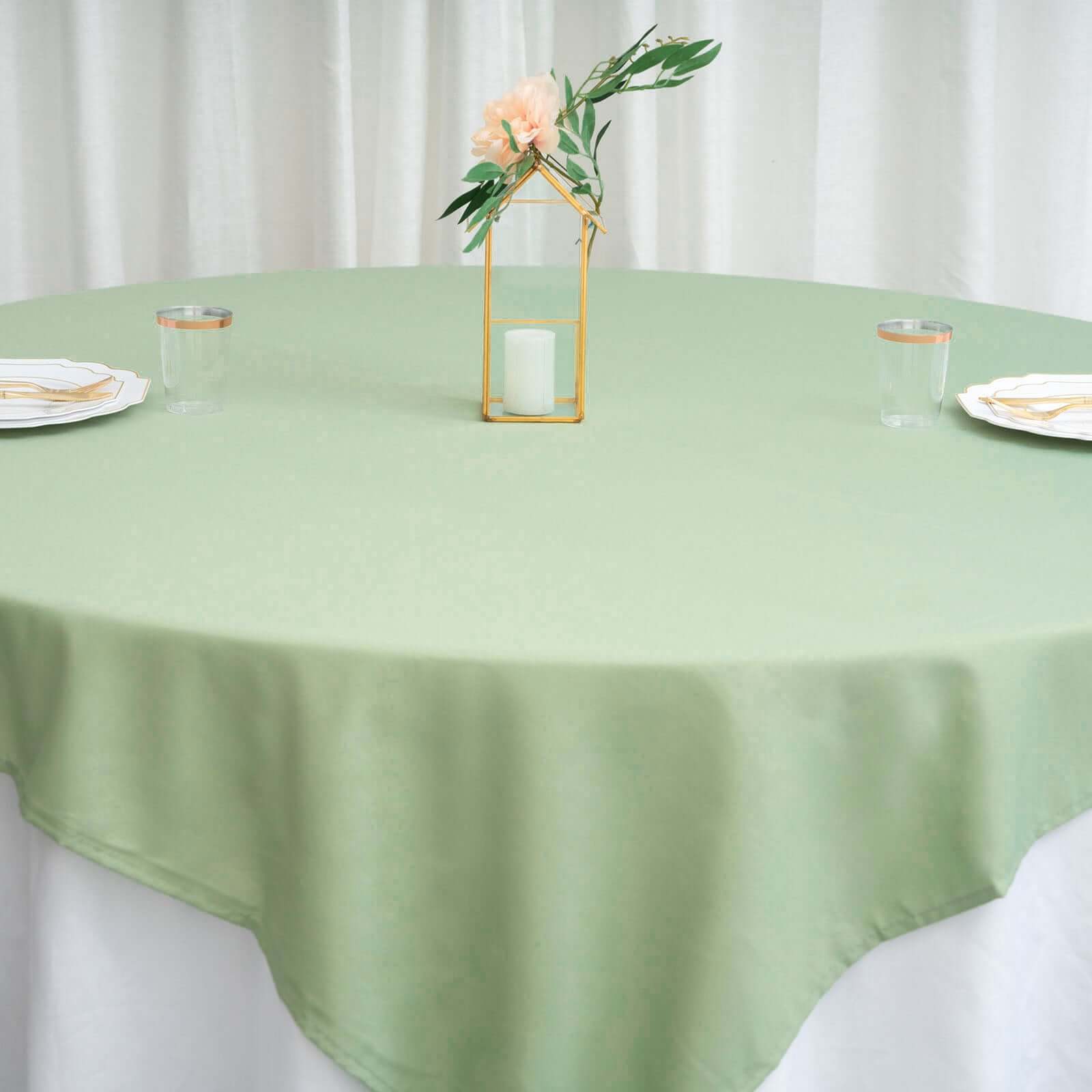 Polyester Square 70"x70" Tablecloth Sage Green - Wrinkle-Resistant & Durable Table Cover
