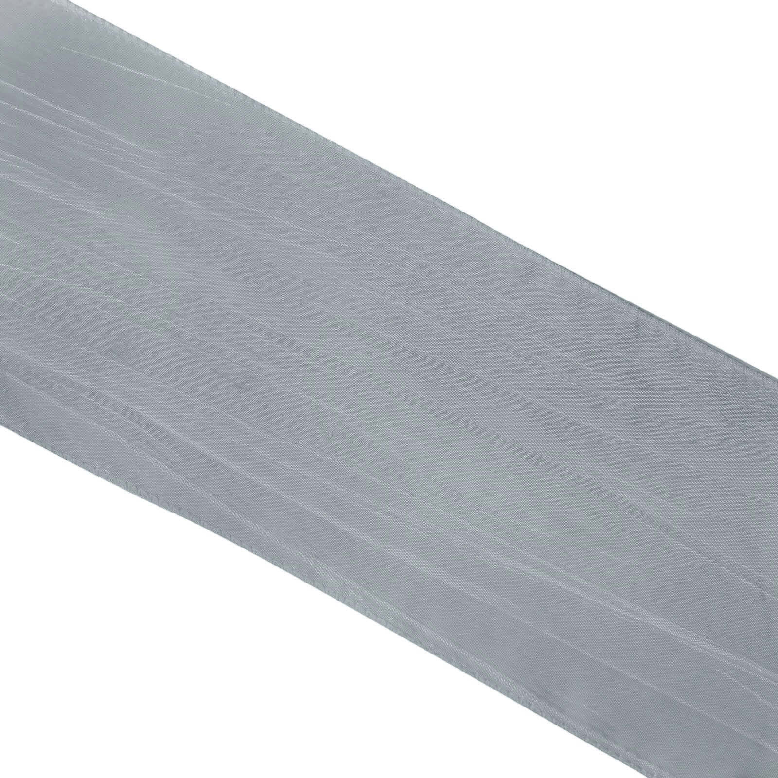 5 Pack Taffeta 6"x106" Chair Sashes Silver Accordion Crinkle Texture - Stylish Decor for Weddings & Gatherings