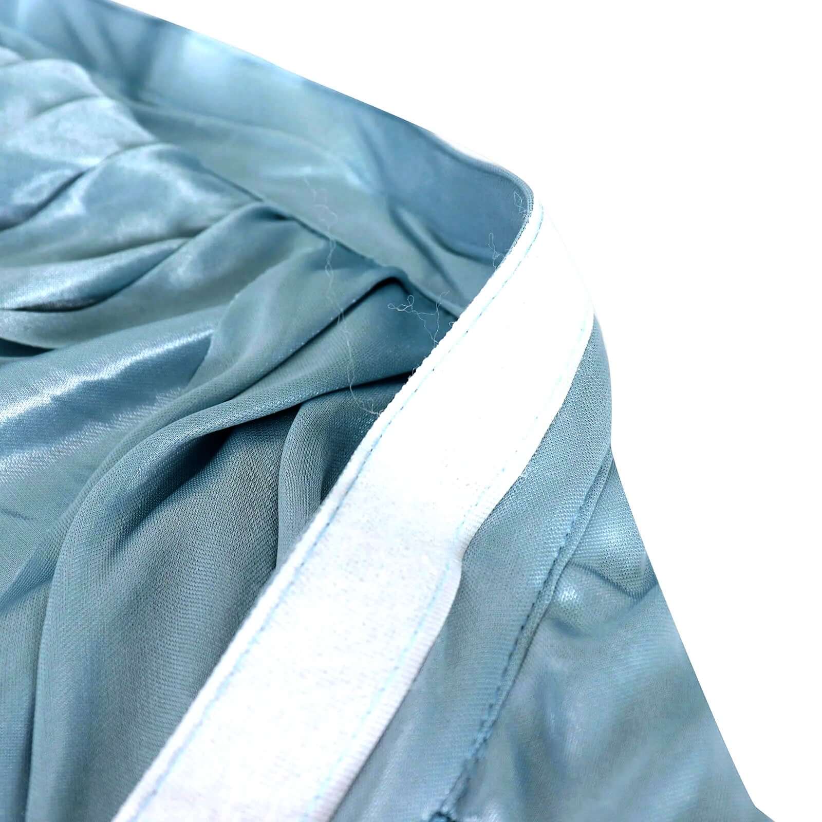Satin 14ft Table Skirt Dusty Blue - Pleated Double Drape Table Cover