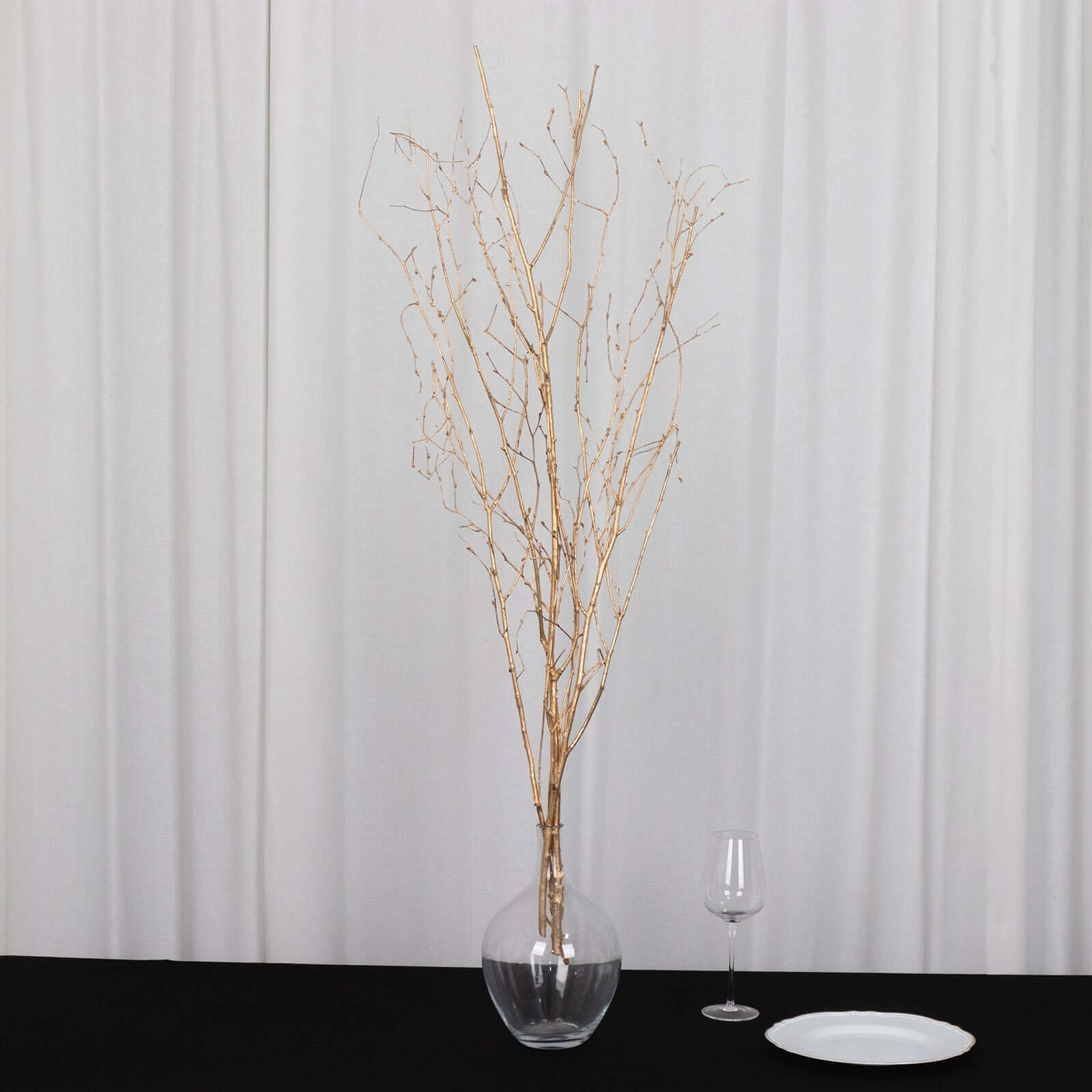 6-Pack Natural Birch Tree Branches 46" Metallic Gold - Versatile Extra Long Decorative Dried Willow Twigs Sticks for Vase Centerpiece Wedding Decor