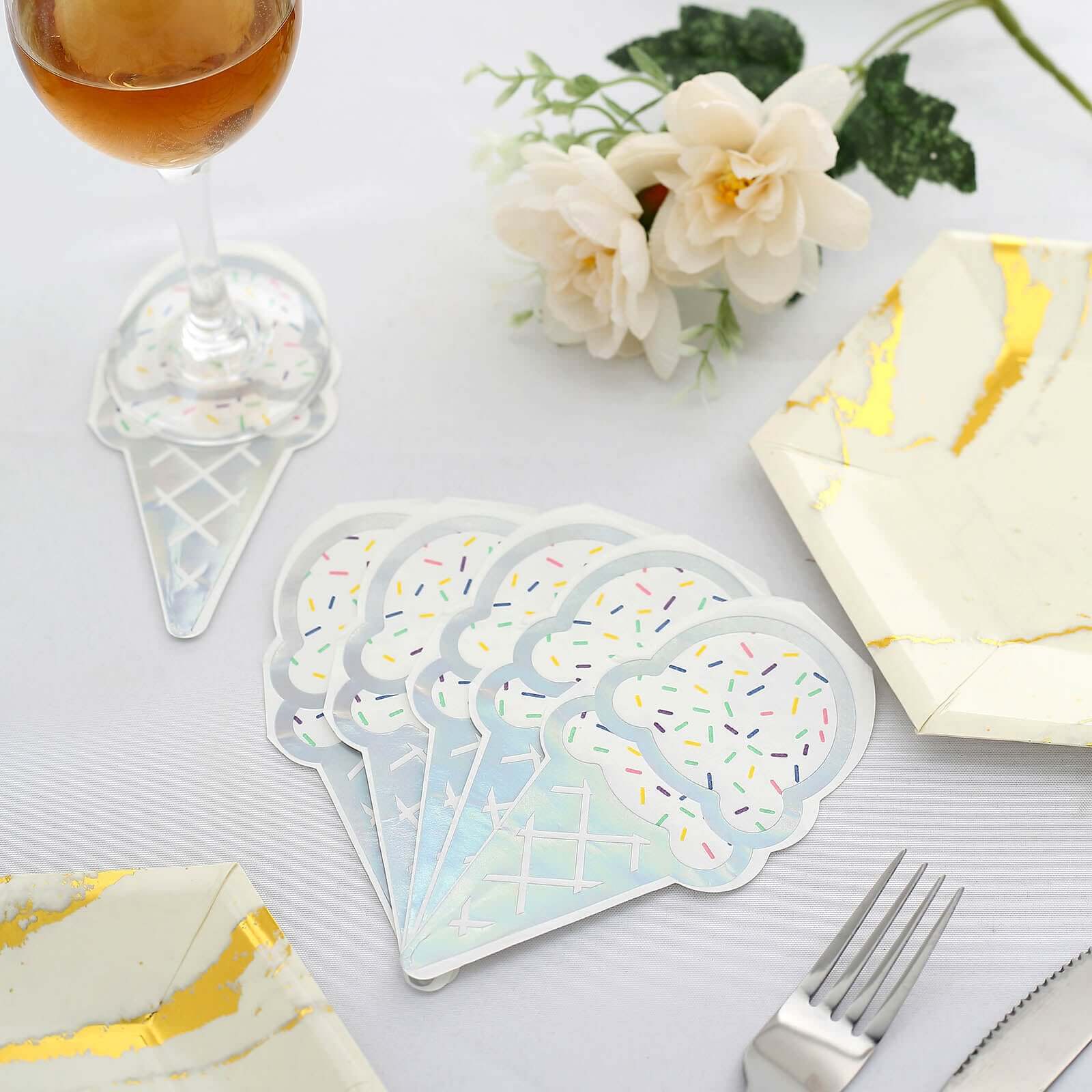 20-Pack Paper Cocktail Napkins with Cone Design - Unique Disposable Napkins for Parties 12"x6"