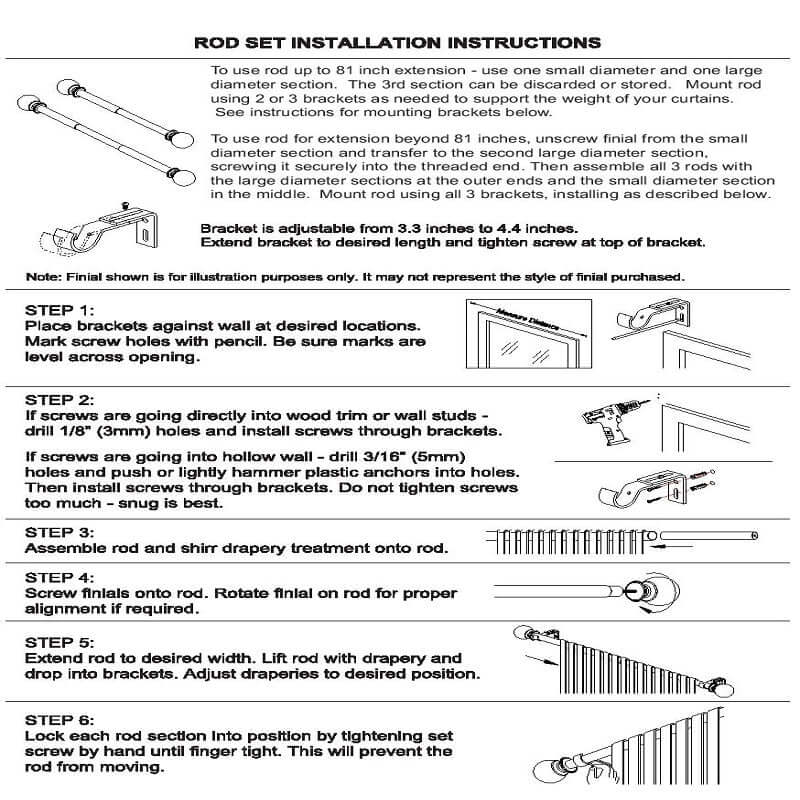 42"-126" Adjustable Curtain Rod Set, Chocolate Brown, Marble Finials