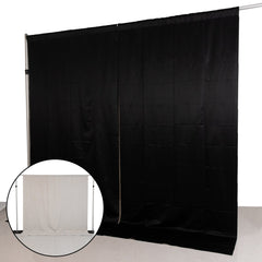 Lamour Satin Blackout Curtains 10ft x 10ft Panels Black/Ivory | Water-Resistant PU-Coated Double Sided Backdrop for Weddings & Events