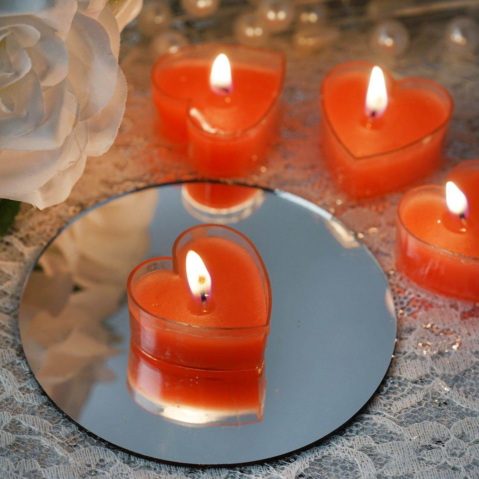 12-Pack Tealight Candles Heart Shaped Design Red - Valentines Decor for Romantic Settings Mini