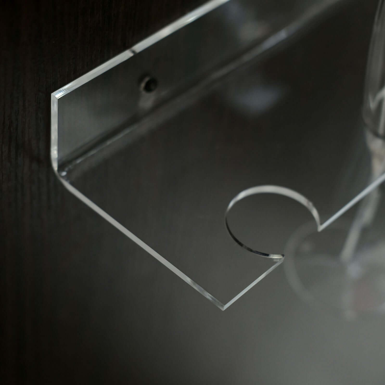 2-Pack Floating Wine Glass Holder Rack Clear Acrylic Holds 12, Wall Mounted Champagne Flute Stemware Hanging Shelves for Events & Home Bar 21"