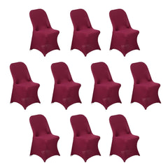 10 Pack Stretch Spandex Chair Covers Burgundy for Folding Chairs - Durable 160GSM Fitted Slipcovers