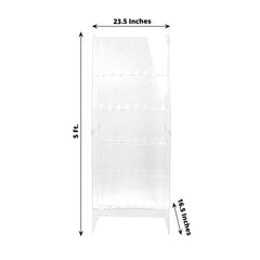 5-Tier Acrylic Champagne Wall Glass Holder Clear, 40 Stemware Rack Cocktail Display Drink Organizer for Classy Events & Banquets 5ft