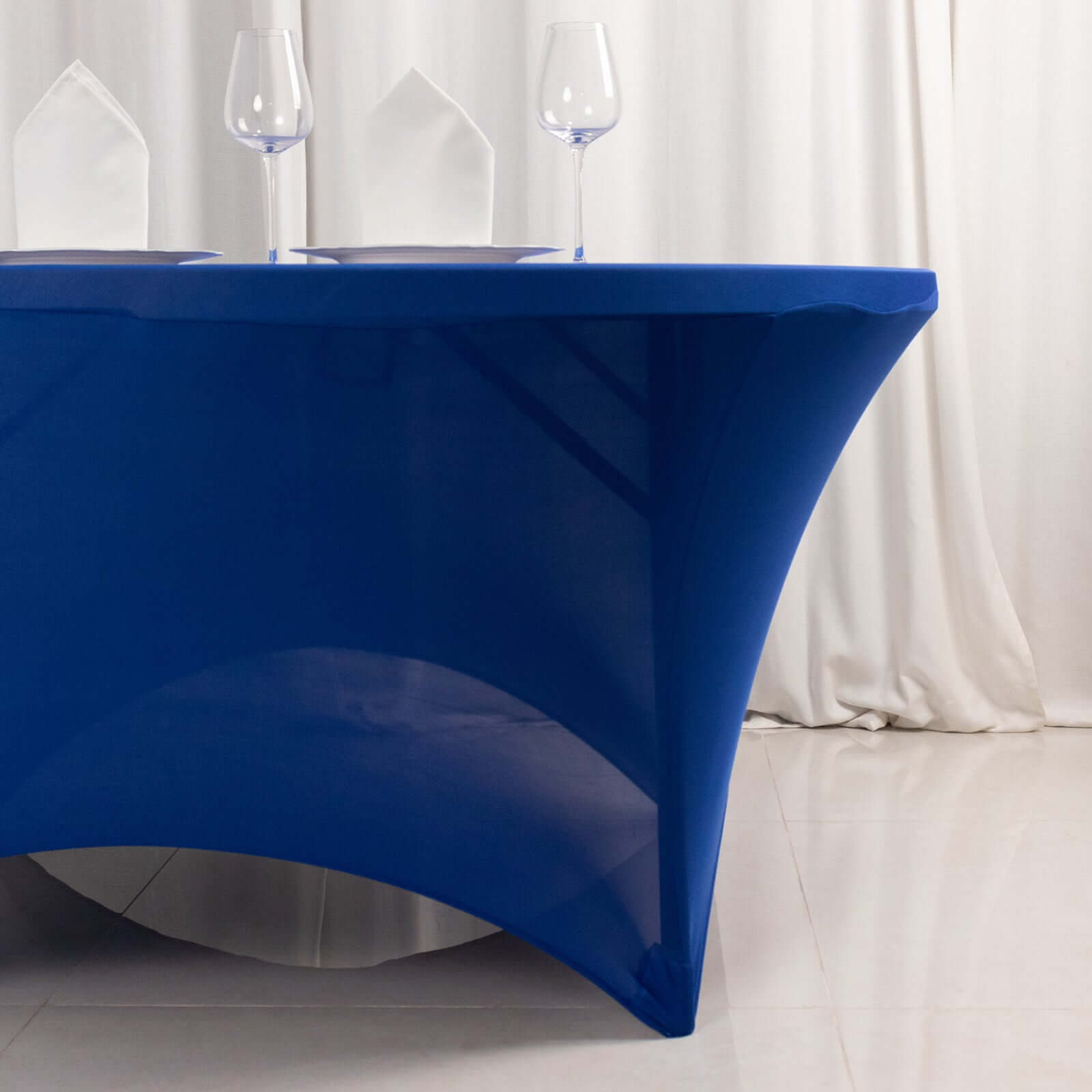 Stretch Spandex 5ft Round Tablecloth Royal Blue - Durable Form-Fitting Table Cover